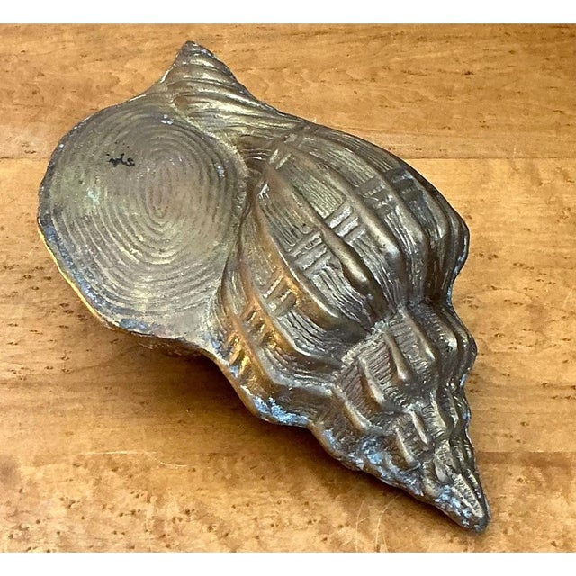 Vintage Patinated Brass Conch Shell For Sale - Image 10 of 12