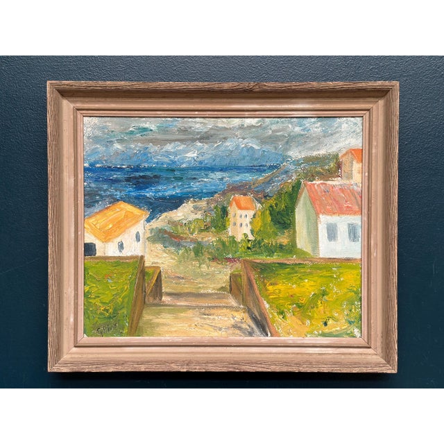 Coastal Landscape with House, 1950s, Oil Painting on Panel, Framed For Sale - Image 17 of 18