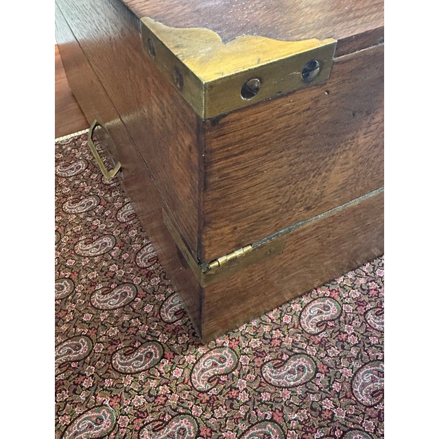 Late 19th Century Antique Oversized Portable Oak Writing Desks With Hidden Drawer For Sale - Image 5 of 18