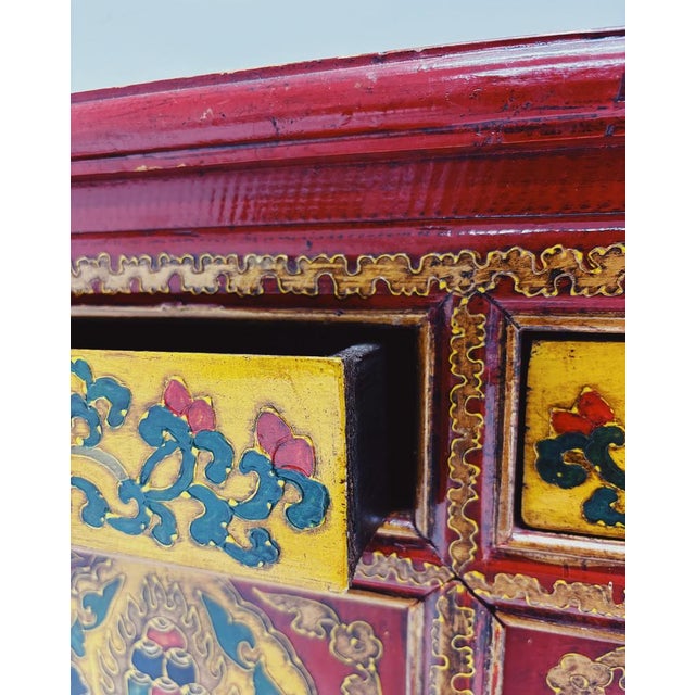 Wood Tibetan Bedside Tables, 1980s, Set of 2 For Sale - Image 7 of 12