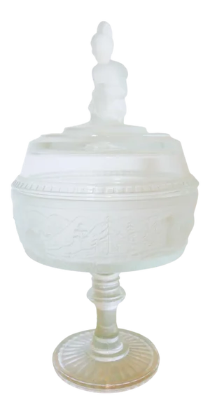Victorian Style Westward Ho Kneeling Indian Glass Compote