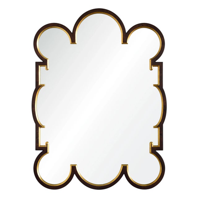 Traditional Bunny Williams for Mirror Home Walnut Burl Wood & Distressed Gold Leaf Mirror For Sale - Image 3 of 3