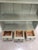 Vintage Rustic French Country Pale Green 3 Drawer Arched Distressed Wall Cabinet Shelving Unit For Sale In West Palm - Image 6 of 13