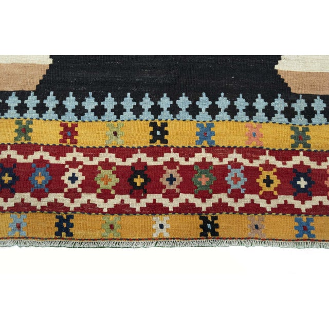 Handwoven Wool Mazandaran Kilim Rug For Sale - Image 6 of 9