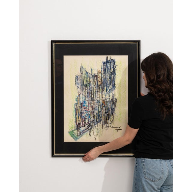 Blue Mid 20th Century France Blue Wood Painting For Sale - Image 8 of 15