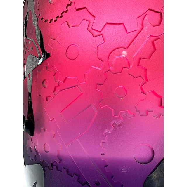 Glass Duncan McClellan Etched Overlay Art Glass Cameo Vase, Circa 2005, Artist Signed For Sale - Image 7 of 12