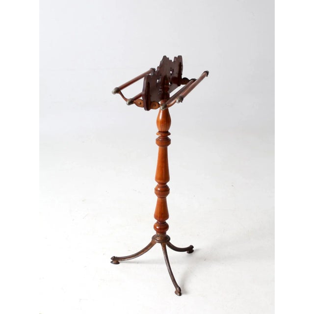 Antique Turned Wood and Iron Towel Stand For Sale - Image 9 of 13