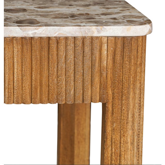 Matthew Izzo Home Tambour Mango Wood Marble Topped Desk/Side Table For Sale - Image 4 of 6