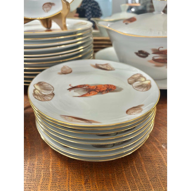 Mid 20th Century JKW Bavarian Lobster Seafood Porcelain Dinnerware - A Set of 47 Pieces For Sale In New Orleans - Image 6 of 12