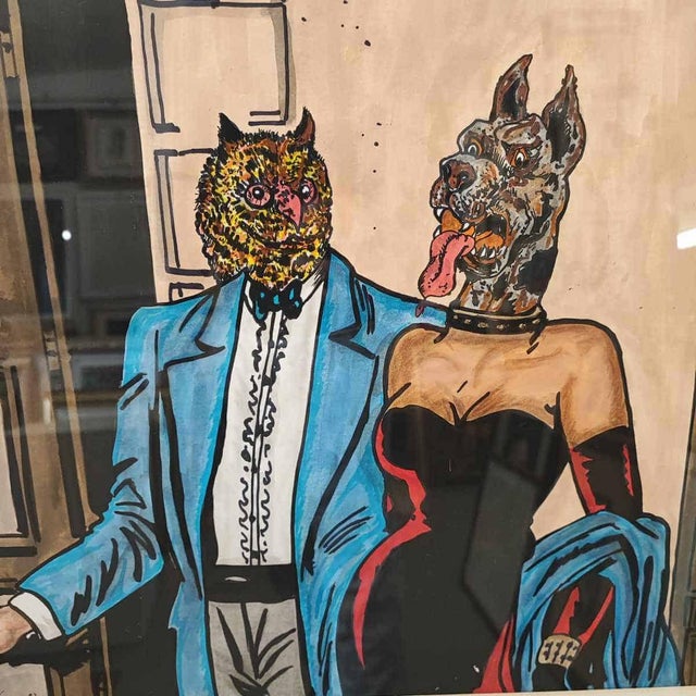 Max Hamlet, Animal Heads, Acrylic Painting on Board, Framed For Sale - Image 4 of 14