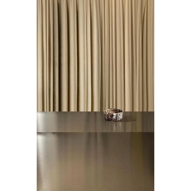 Wood El 06 Mini Decorative Basket in Metal-Plated Hand-Woven Wicker by Caspal For Sale - Image 7 of 9