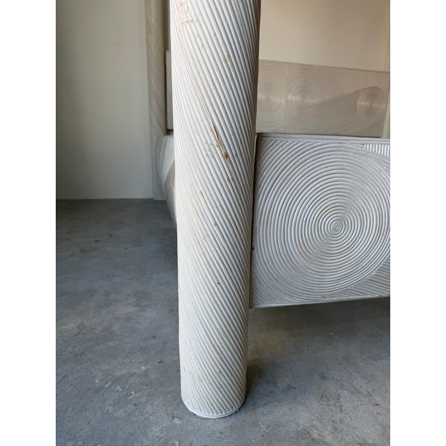 Boho Chic Swirl Pencil Reed King Size Canopy Bed Frame For Sale In Miami - Image 6 of 18
