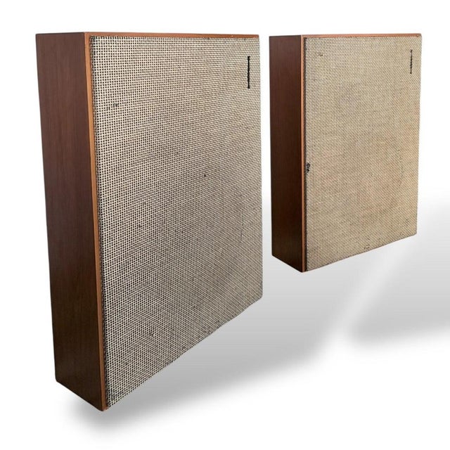 1960s Large Vintage Teak Floor Standing Speakers with Cane Grilles, 1960s, Set of 2 For Sale - Image 5 of 9