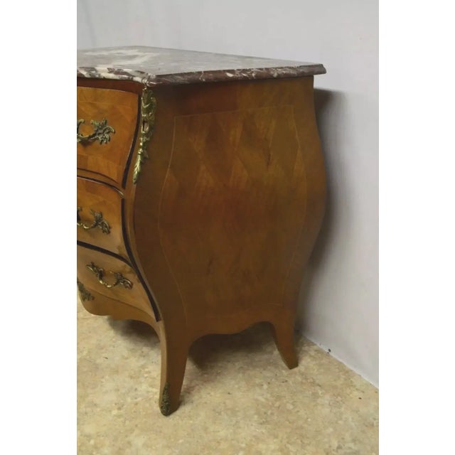 Brown Bombay Inlaid Chest Commode W/ Marble Top For Sale - Image 8 of 10