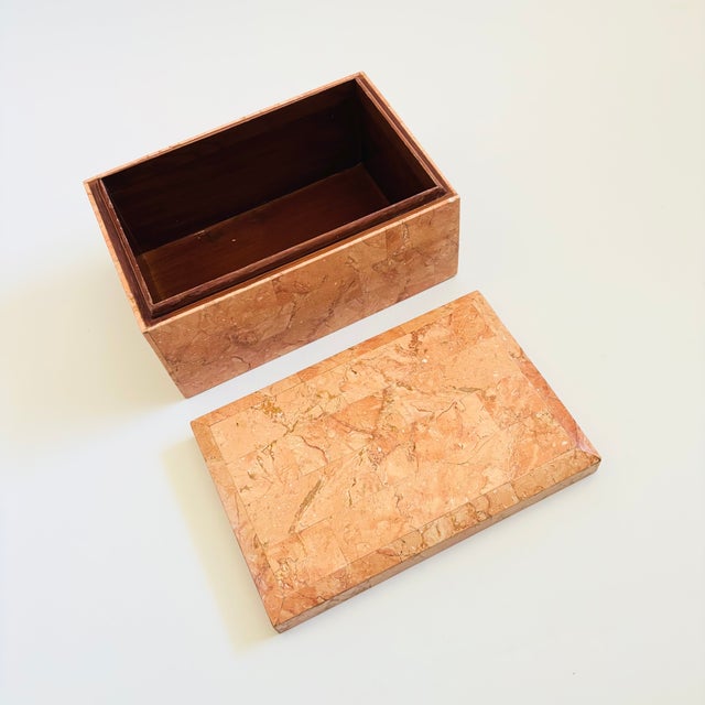 Late 20th Century Tessellated Pink Stone Box For Sale - Image 5 of 12