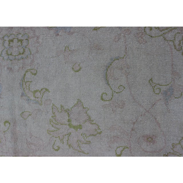 Vintage Turkish Oushak Rug With Pale Ivory Ground and Soft Sage, Blush 6'8 X 9'3 For Sale - Image 10 of 11