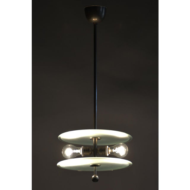 Silver Czech Bauhaus Pendant in Chrome-Plated Steel and Frosted Glass, 1930s For Sale - Image 8 of 10
