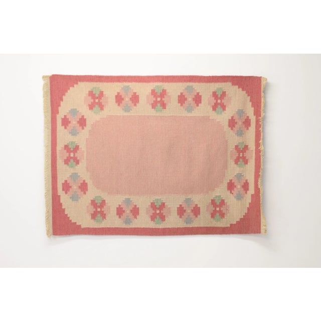 Mid-Century Swedish Kilim Rug in Tones of Pink and Cream, 1960s For Sale - Image 6 of 6