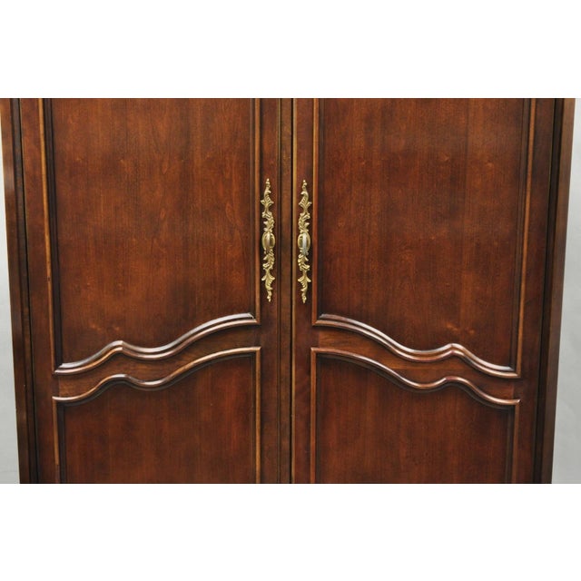 Late 20th Century Furniture Cardella Cherry Wood Bombe Armoire Wardrobe Dresser Tv Cabinet For Sale - Image 11 of 18