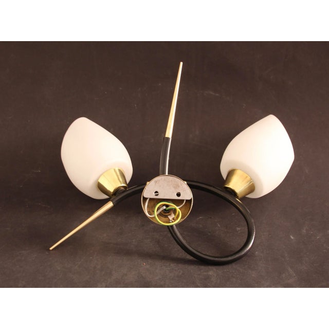 Mid-Century Modern Sconce with Brass and Glass Shades from Lunel, France, 1960s For Sale - Image 3 of 8