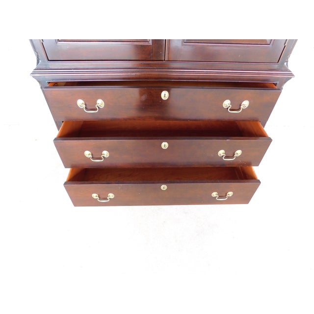 Coffee Stickley Mahogany Georgian Style Armoire Gentlemans Tall Chest 72.25"h For Sale - Image 8 of 18