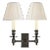 Visual Comfort Signature French Double Library Sconce in Bronze with Linen Shades For Sale