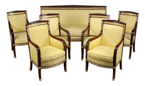 Antique Mahogany Living Room Set, 1830, Set of 7