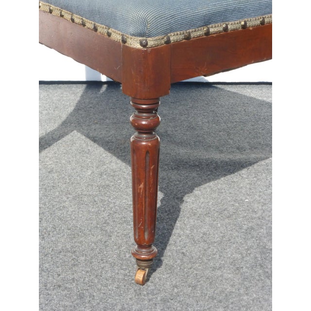 Vintage French Provincial Victorian Blue Floral Tapestry Accent Chair For Sale - Image 10 of 13