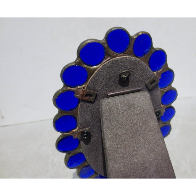 Oval Photo Frame With Blue Glass Border. For Sale - Image 4 of 4