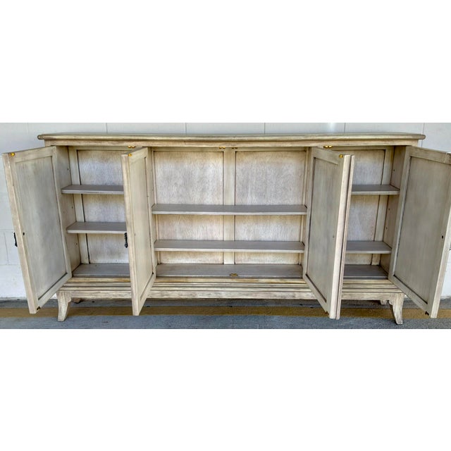 Rustic Rustic Antique White Wood Four Door Buffet For Sale - Image 3 of 6