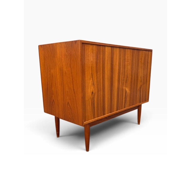 Danish Teak Four-Drawer Dresser | Arne Vodder | Sculpted Pulls & Finished Back | C. 1960s, Attributed For Sale - Image 11 of 13