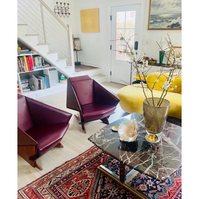 Stunning first edition pair of Taliesin Chairs by Frank Loyd First Edition Cassina, Numbered and Signed, in Oxblood...