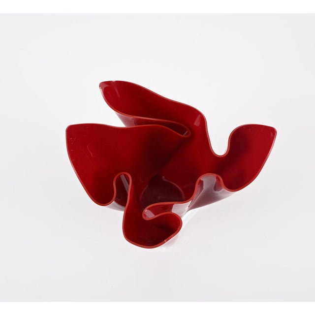 Mid-Century Italian Burgundy Acrylic Glass Napkin Centerpiece, 1980s For Sale - Image 10 of 16