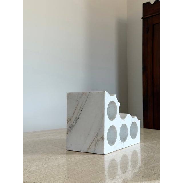 Carved Marble Sculptural Block Wine Rack or Sparkling Water Bottle Display For Sale - Image 10 of 12