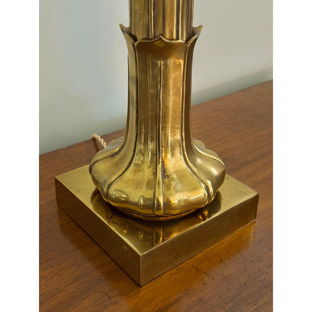 Tyndale Vintage Tyndale Sculptural Lotus Brass Table Lamp, Rewired For Sale - Image 4 of 7