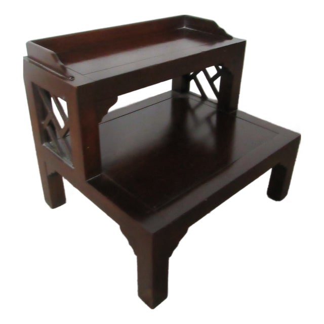 1980s Bed Steps Stool Mahogany Chippendale Attributed to Drexel For Sale