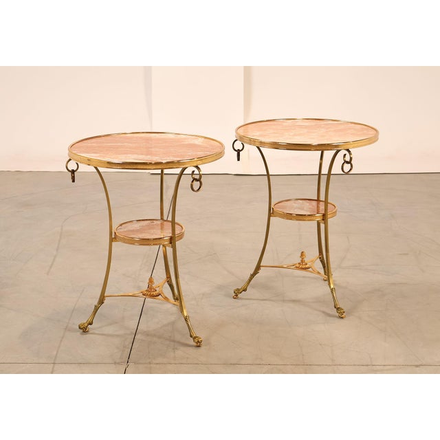 Neoclassical Mid 20th Century Neoclassical Style Pair of Marble Top Gueridon Side Tables For Sale - Image 3 of 18