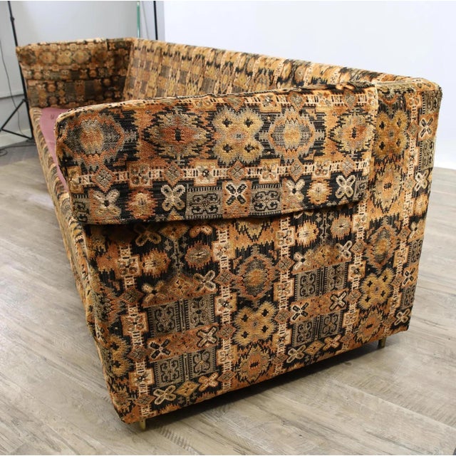 Mid 20th Century 1960s Long Jack Lenor Larsen Velvet Tuxedo Sofa in Style of Paul McCobb For Sale - Image 5 of 12