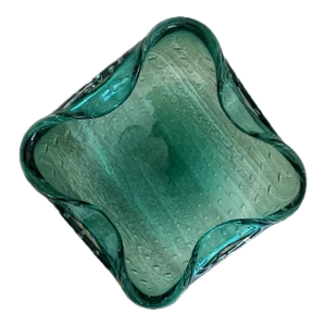 Mint Green 1960s Murano Style Ashtray With Bullicante Bubbles