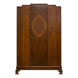 Art Deco Oak Wardrobe, 1930s For Sale