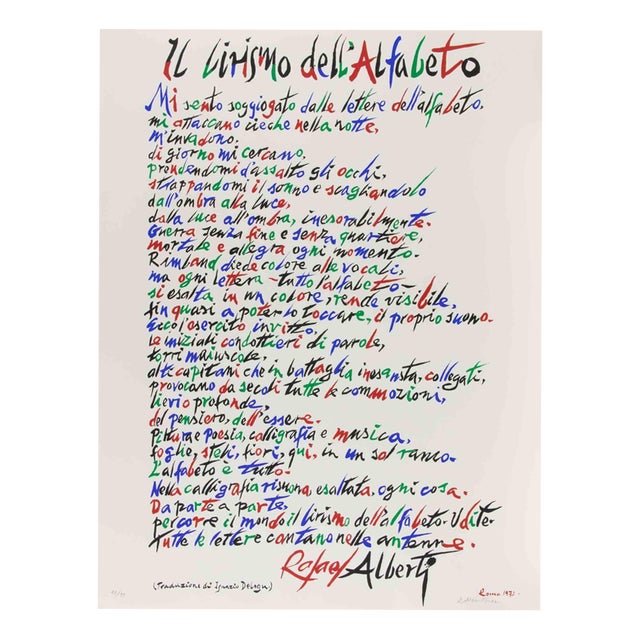 Rafael Alberti, The Lyricism of Alphabet, Lithograph, 1972 For Sale