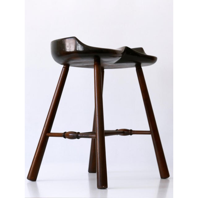 Mid-Century Modern Solid Wood Stool, Germany, 1950s For Sale - Image 11 of 18