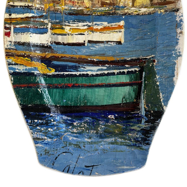 "Le Port De Marseille" Original Custom Painted Plate Installation - Set of 4 For Sale - Image 14 of 16
