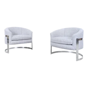 1970s Vintage Chrome Barrel Lounge Chairs Attributed to Milo Baughman - Set of 2