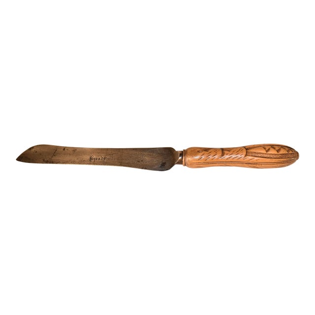 19th Century Hand-Carved Bread Knife For Sale