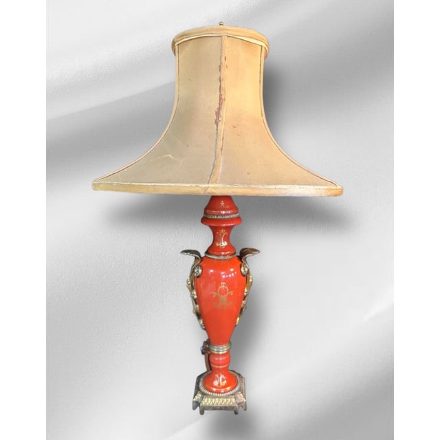 Red Late 19th Century Victorian Porcelain Table Lamp For Sale - Image 8 of 14