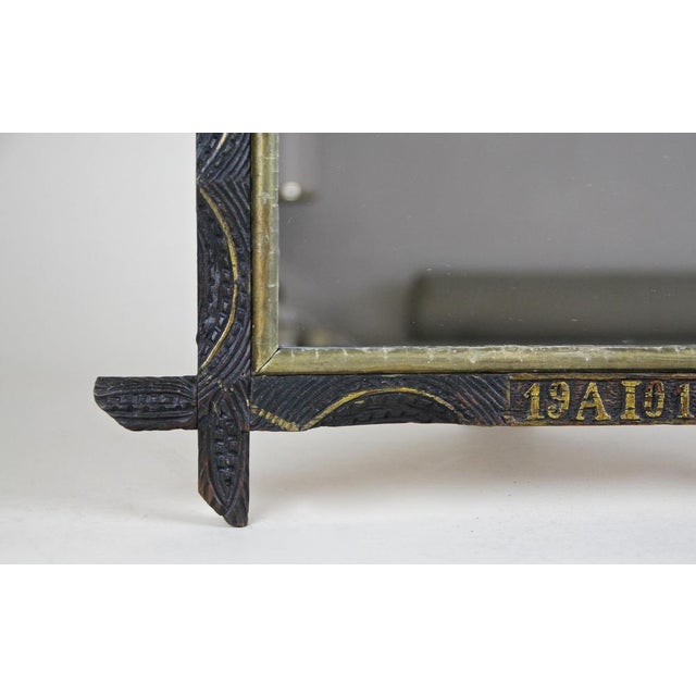 Purple Hand-Carved Wooden Wall Mirror with Golden Bars, Austria, 1901 For Sale - Image 8 of 16