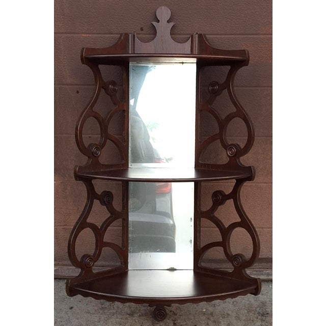 Early 20th Century Chinese Chippendale Mirrored Mahogany Corner Wall Shelf For Sale In Washington DC - Image 6 of 9