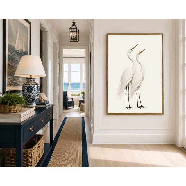 Contemporary Crane Study I, Neutral Coastal Bird Art Print, 16" X 24" For Sale - Image 3 of 6