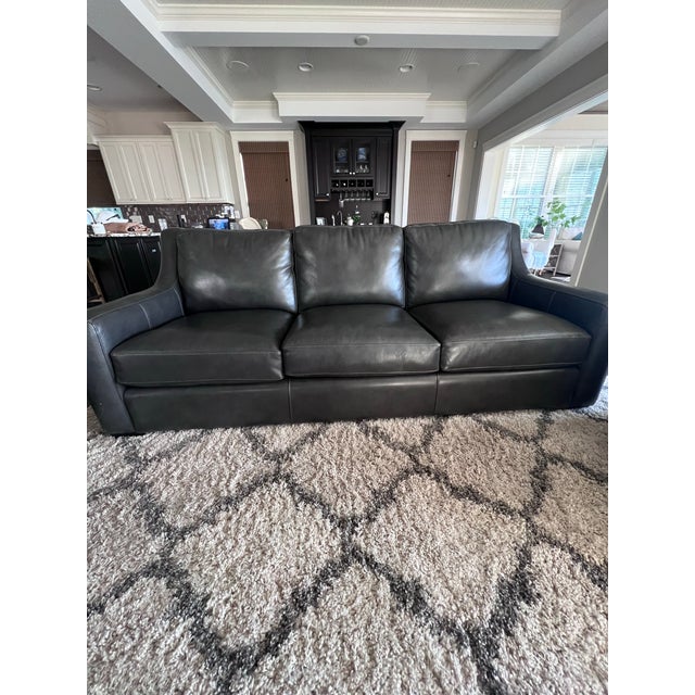 Contemporary Bernhardt Germain Premium Leather Sofa For Sale - Image 3 of 10